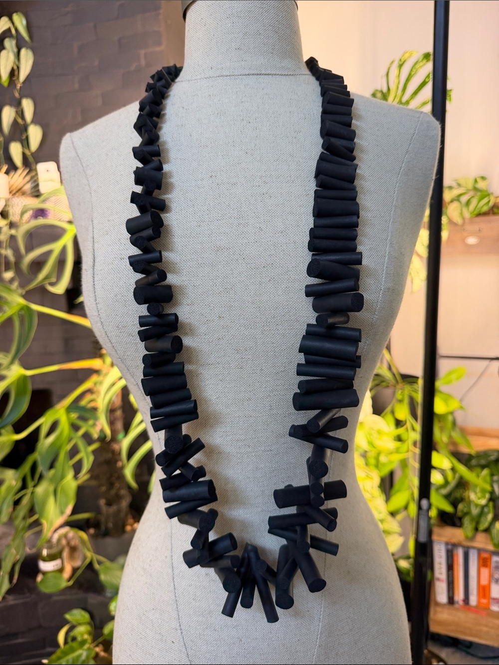 Black Statement Bead Necklace - Women Jewelry